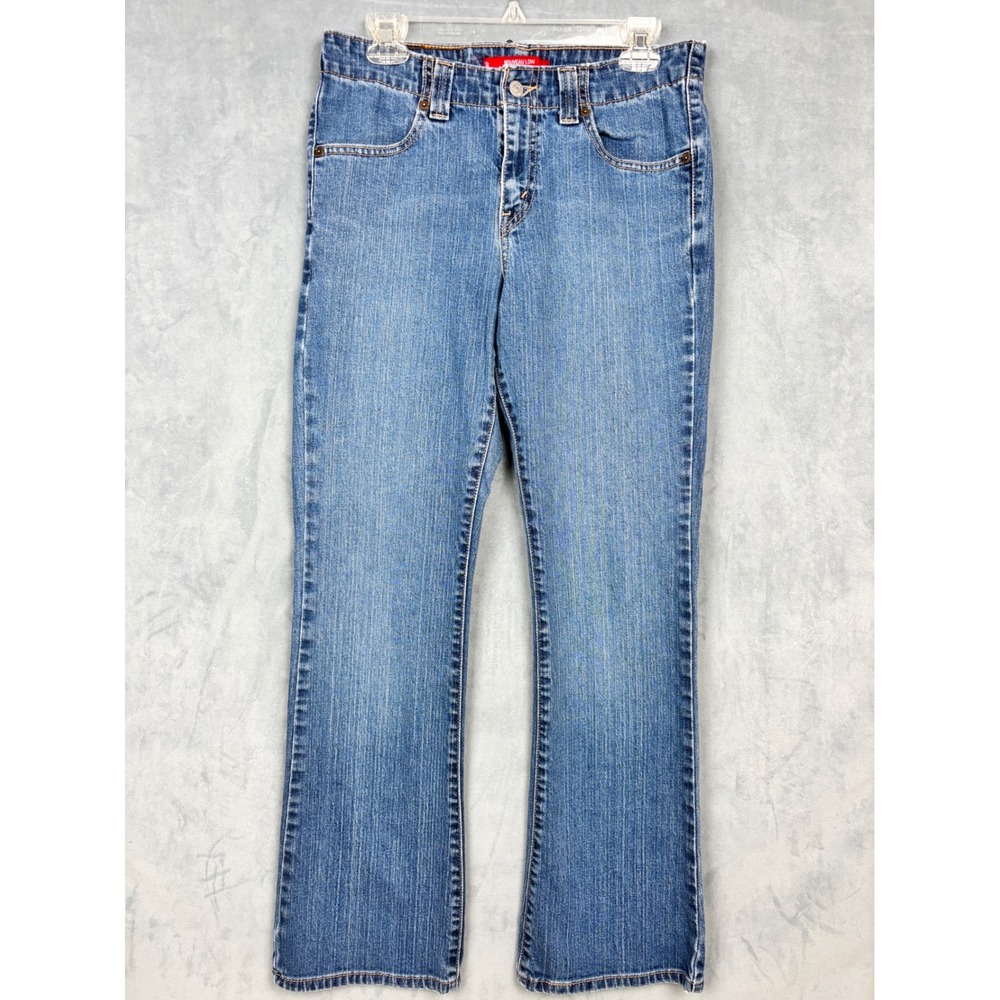 Levis 525 Nouveau Low Boot Cut Stretch Jeans Medium Wash Blue Size 8M